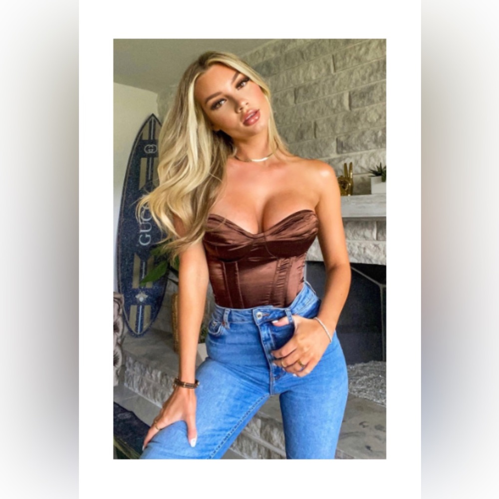 Brown  satin corset never used size 12